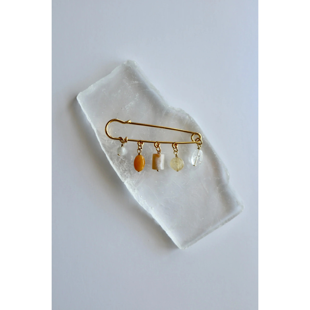 Aurene - Rainbow Moonstone, Yellow Jade, Cherry Blossom Agate, Citrine & Clear Q